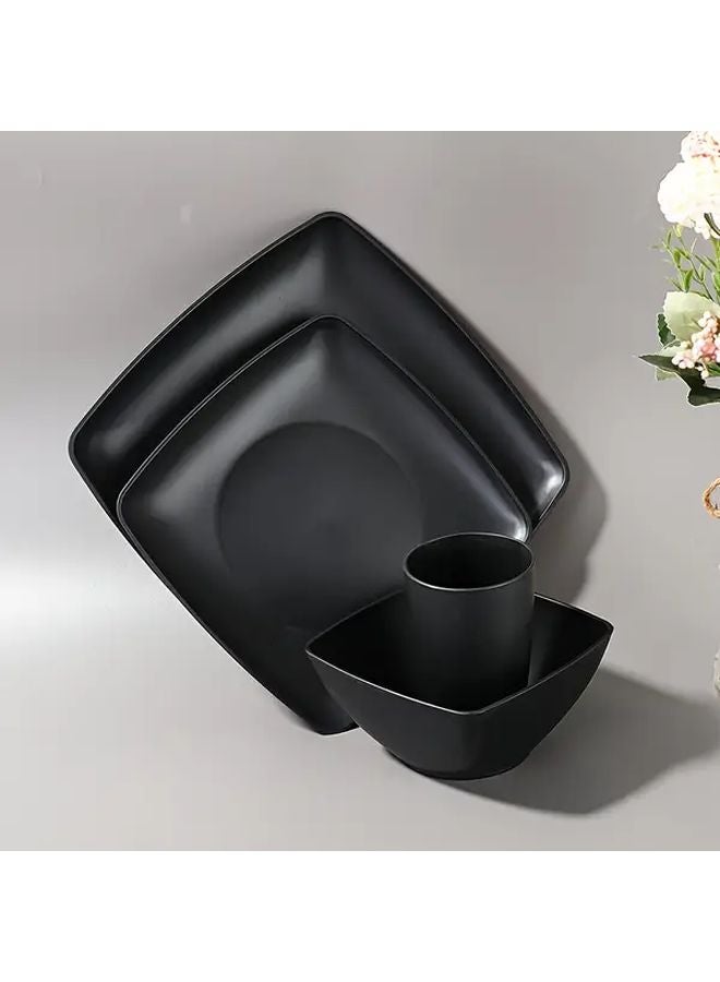 16 Pack Square Unbreakable Tableware Set Lightweight Durable for Home Picnic Travel Camping Dishwasher Safe Microwaveable - Image 4